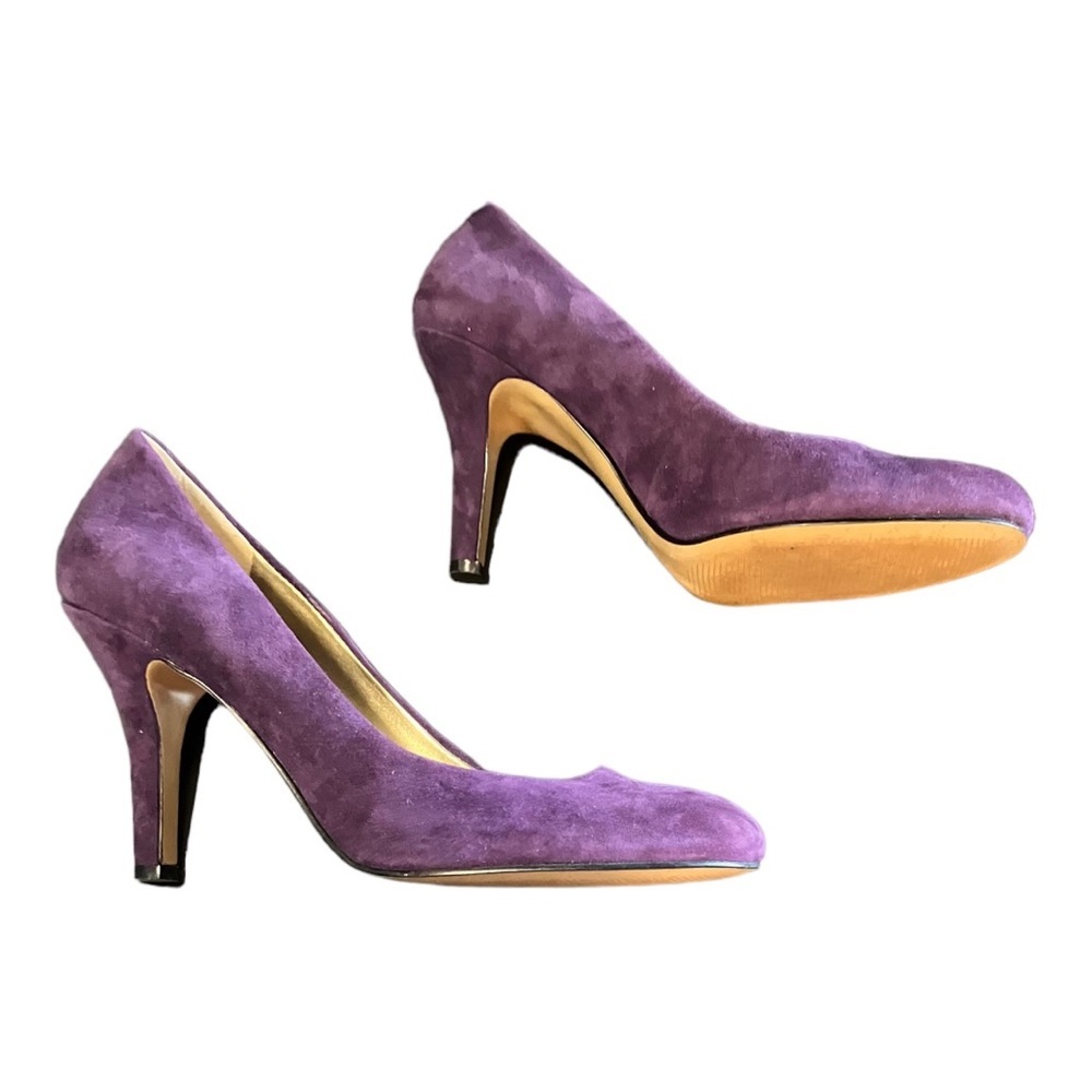 NINE West Suede Leather Purple 3” Heels Dress Shoe 8.5 Medium Flaw
